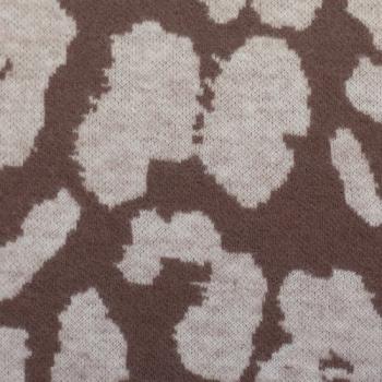 Preview: Jacquard-Jersey Ottoman Emily mit naturweißem Leo auf Taupe